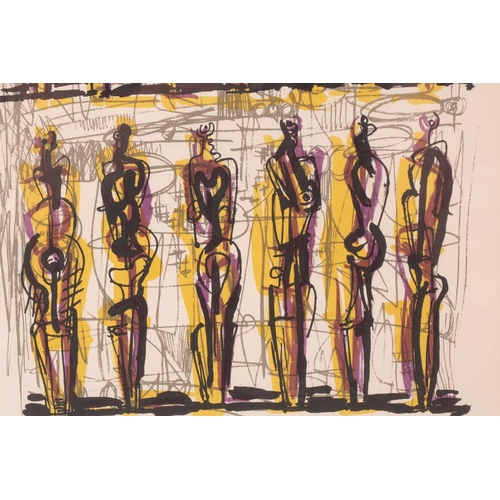 65 - † Sir Henry Moore (1898-1986), 'Thirteen Standing Figures', original lithograph 1958, polished by Ge... 