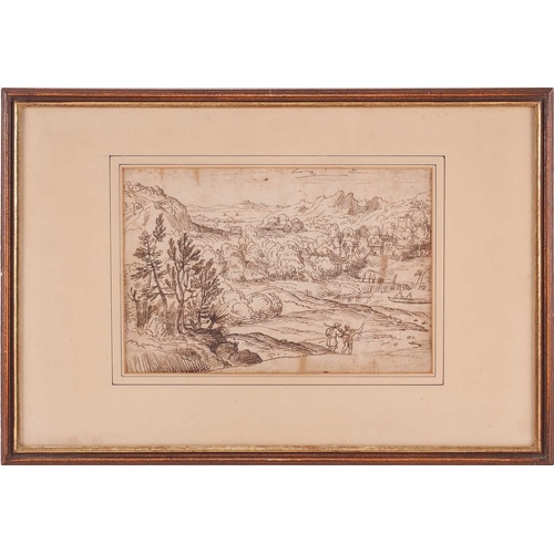 67 - Attributed to Luca Cambiaso (1527-1585), landscape, pen and ink on paper, 18.5 cm x 28 cm, together ... 