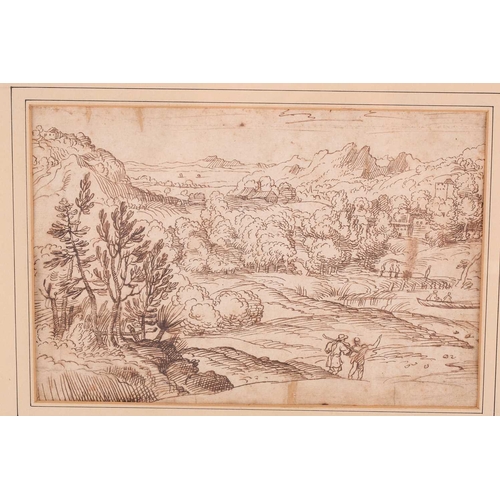 67 - Attributed to Luca Cambiaso (1527-1585), landscape, pen and ink on paper, 18.5 cm x 28 cm, together ... 