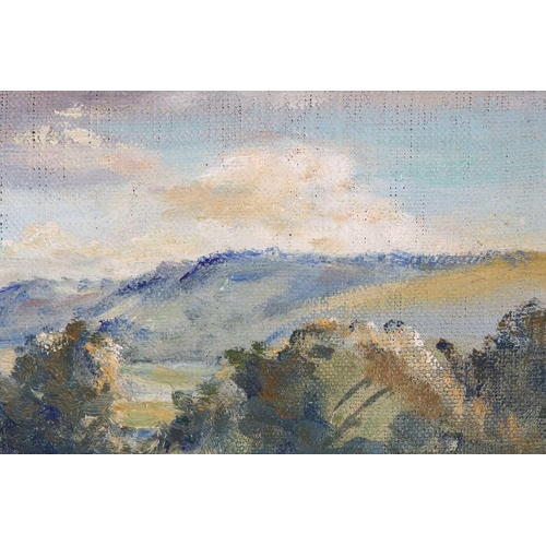 8 - † Hermione Hammond (1910-2005), 'South Downs', oil on canvas, signed lower right ,15.5 cm x 21.5 cm ... 