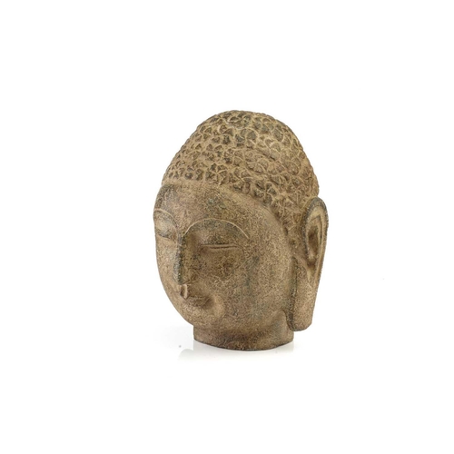 83 - A Chinese-carved stone head of the Gautama Buddha with 