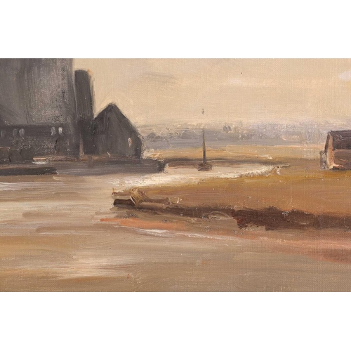 9 - † Marcus Ford (1914-1989), coastal townscape, probably Norfolk, oil on canvas, signed to lower left ... 