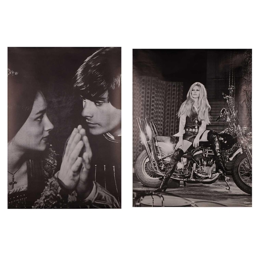 55 - Three late 1960s / early 1970s large posters, depicting Brigitte Bardot, sitting beside a Harley Dav... 