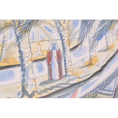 100 - † Edward Bawden (1903-1989), ‘Among the Marsh Arabs’, signed lithograph,1986, numbered 41/75, 36 cm ... 