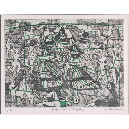 103 - † Julian Trevelyan (1910-1988), ‘Cretan Witches Fighting’, etching and aquatint, signed and dated 19... 