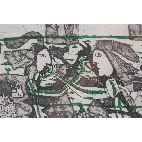 103 - † Julian Trevelyan (1910-1988), ‘Cretan Witches Fighting’, etching and aquatint, signed and dated 19... 