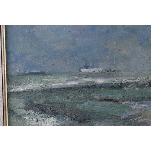 105 - † Arthur Richard Neal (b.1952) British, 'White Ferry. Winter Evening.', initialled, large oil on boa... 