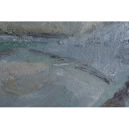 105 - † Arthur Richard Neal (b.1952) British, 'White Ferry. Winter Evening.', initialled, large oil on boa... 