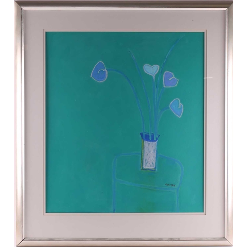 106 - † Mark Leach (1952-2008), 'Blue Arum', signed, pastel, 80 cm x 70 cm, together with, 'Single Rose', ... 