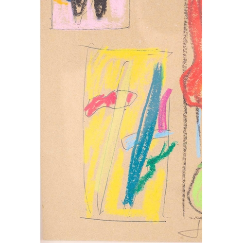 125 - † John Hoyland (1934-2011) British, abstract sketches, pastel and pen on card, signed and dated '87,... 