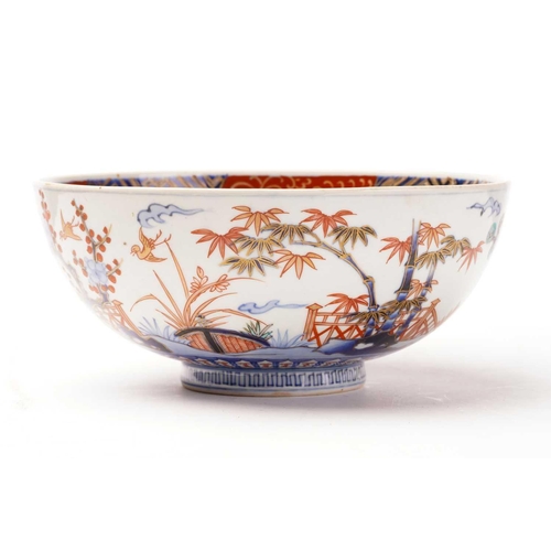 155 - A collection of Japanese imari porcelain, Meiji - Taisho, comprising a large bowl, the exterior pain... 