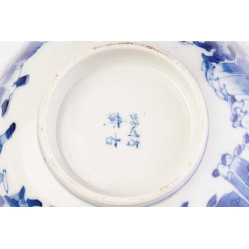 162 - A collection of Chinese blue & white porcelain, Qing, 19th century and later, comprising a dragon bo... 