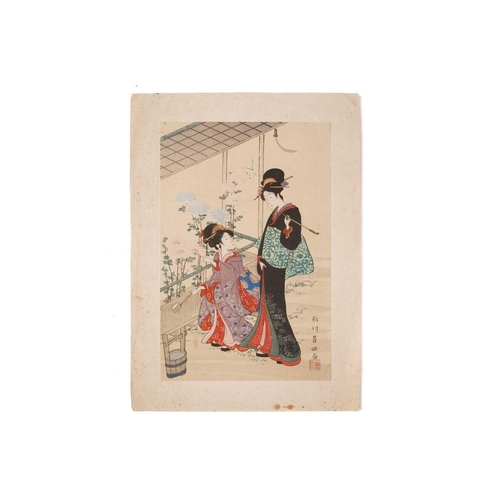 164 - A collection of Japanese woodblock prints including Nirchen in the snow on Sado Island from 