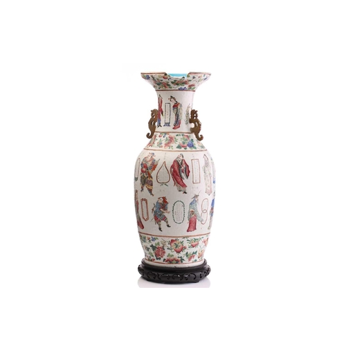 193 - A large Chinese Wu Shuang Po vase, Qing, 19th century, painted with twenty figures from the Forty Pe... 