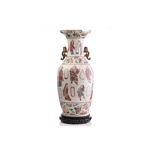 193 - A large Chinese Wu Shuang Po vase, Qing, 19th century, painted with twenty figures from the Forty Pe... 