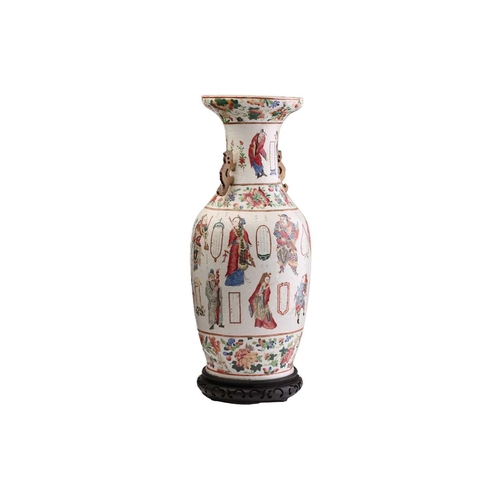 193 - A large Chinese Wu Shuang Po vase, Qing, 19th century, painted with twenty figures from the Forty Pe... 