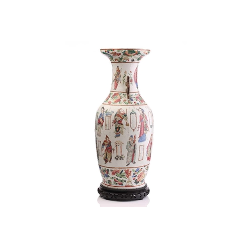 193 - A large Chinese Wu Shuang Po vase, Qing, 19th century, painted with twenty figures from the Forty Pe... 