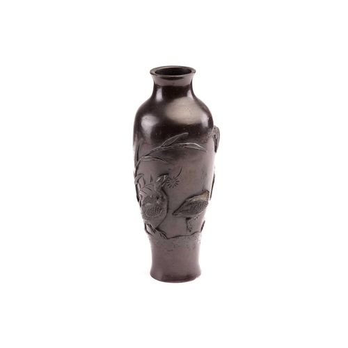 198 - A Japanese patinated bronze meiping vase, early 20th century Meiji/Taisho period, bearing a religiou... 