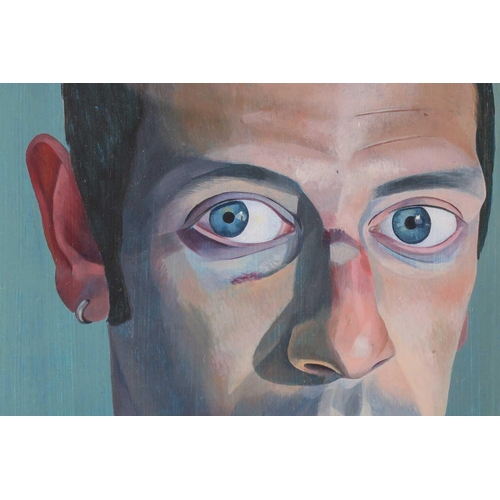 2 - † James Hague (b.1970), 'Self Portrait', oil on board, 25 cm x 20 cm framed and glazed.Private colle... 