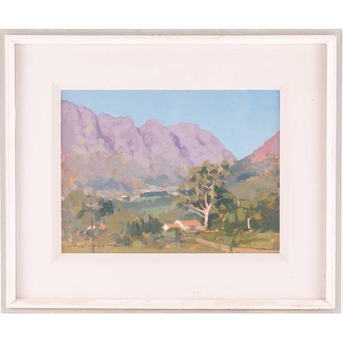 20 - † John Webster (1932-2020), 'From La Couronne, Franschoek', signed, oil on board, Tryon Gallery labe... 