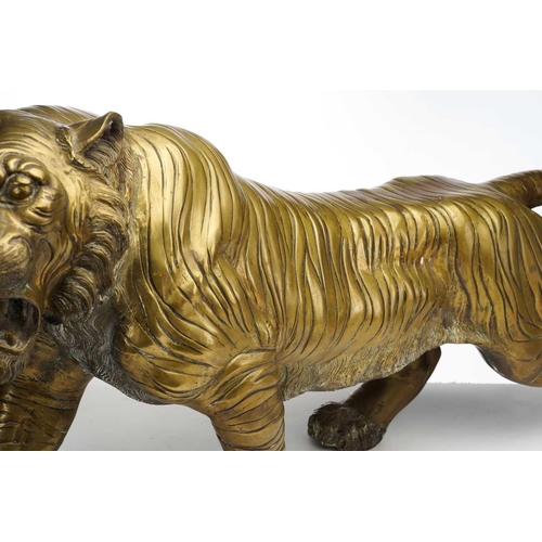 208 - An extremely large 20th-century Japanese cast bronze figure of a prowling Tiger in the manner of Gen... 