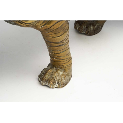 208 - An extremely large 20th-century Japanese cast bronze figure of a prowling Tiger in the manner of Gen... 