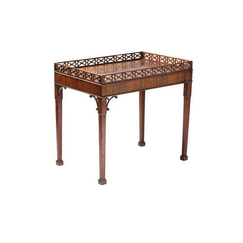 229 - A George III and later rectangular mahogany silver table, possibly Irish, with a pseudo-Oriental pie... 