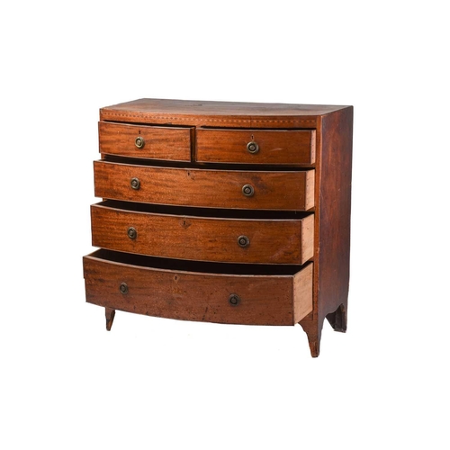 233 - A George IV mahogany caddy topped bow-fronted chest of two short over three long drawers, supported ... 