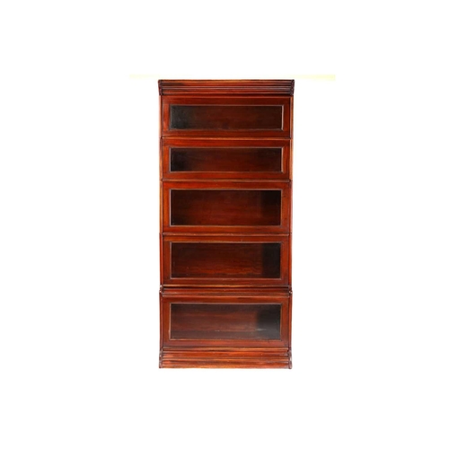 234 - A five-section mahogany Globe Wernicke style modular bookcase, probably 20th century, each section l... 