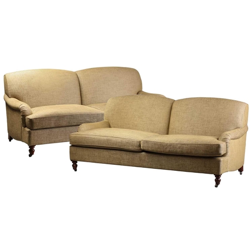 237 - A pair of Kingscombe of Stamford 'Bridgewater' style two-seat sofas with Colefax and Fowler 'maridon... 