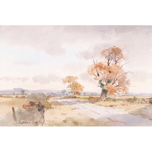 24 - † James Fletcher-Watson (1913-2004), 'Cotswold Road in Autumn', signed watercolour, artist's label o... 