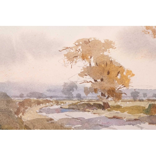 24 - † James Fletcher-Watson (1913-2004), 'Cotswold Road in Autumn', signed watercolour, artist's label o... 