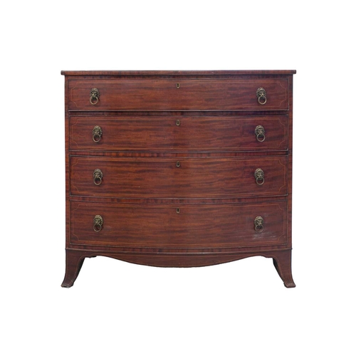 248 - An early 19th century mahogany and boxwood lined bowfront chest of drawers, the four long graduated ... 