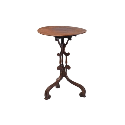 250 - A George III and later mahogany tripod table with a plain circular top and unusual 