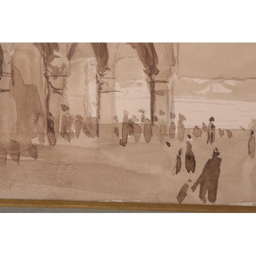 26 - † Attributed to Edward Seago (1910-1974), Doge's Palace Venice, pencil and watercolour, inscribed an... 