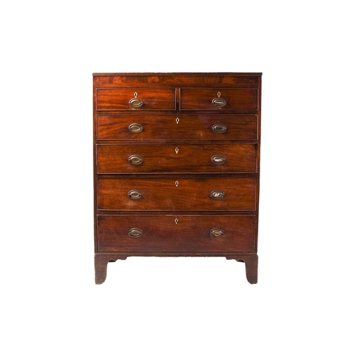 262 - A large George III mahogany chest of two short over four long drawers with simple ebony and satinwoo... 