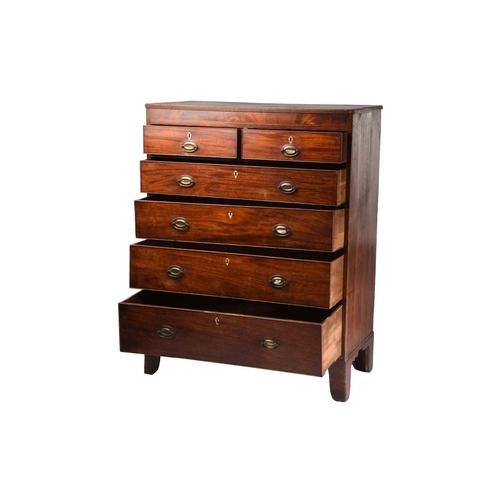 262 - A large George III mahogany chest of two short over four long drawers with simple ebony and satinwoo... 