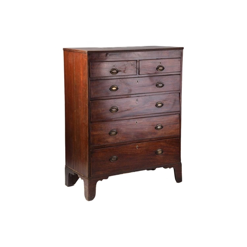 262 - A large George III mahogany chest of two short over four long drawers with simple ebony and satinwoo... 