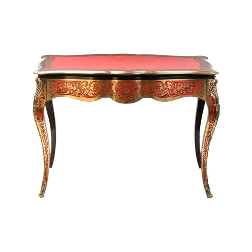 277 - A French Napoleon III ebonized, and red tortoiseshell Boule worked bureau plat with shaped serpentin... 