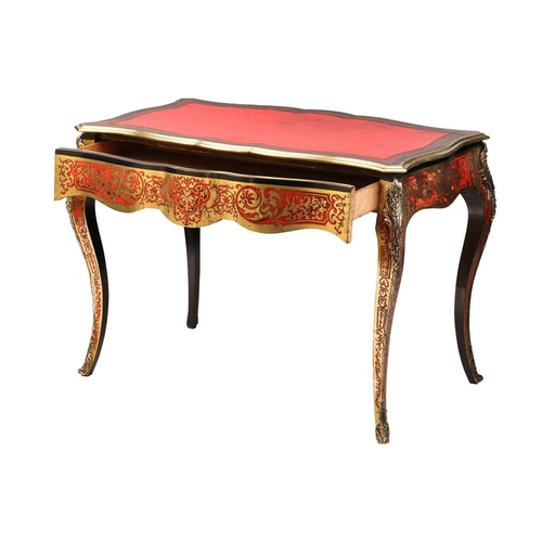 277 - A French Napoleon III ebonized, and red tortoiseshell Boule worked bureau plat with shaped serpentin... 