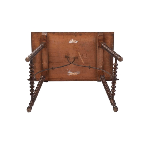 280 - A late 19th-century Italian/ Spanish walnut and birch rustic side table, with a simple one-piece top... 