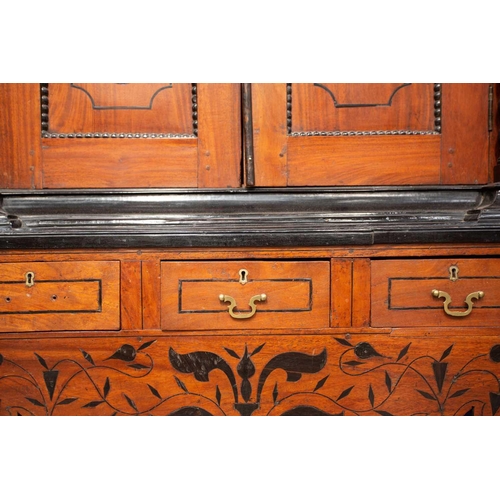 291 - A 19th-century style Sri Lankan ebony and padauk wood cabinet, 20th century, with moulded cornice ab... 