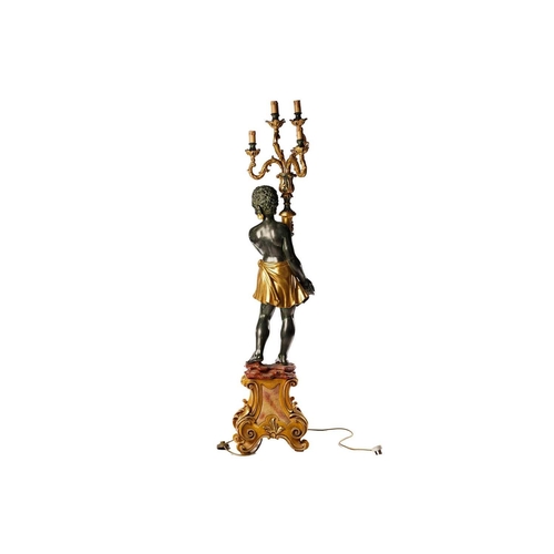 294 - A large pair of 17th-century Venetian style bronzed and parcel gilt composition blackamoor floor lam... 