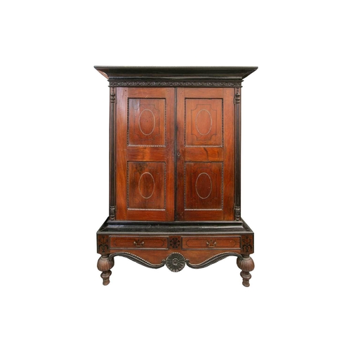 298 - A Sri Lankan ebony and padauk wood cabinet, probably from the second quarter of the 19th century, wi... 