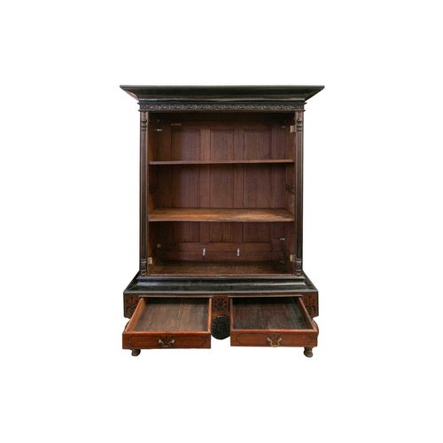 298 - A Sri Lankan ebony and padauk wood cabinet, probably from the second quarter of the 19th century, wi... 