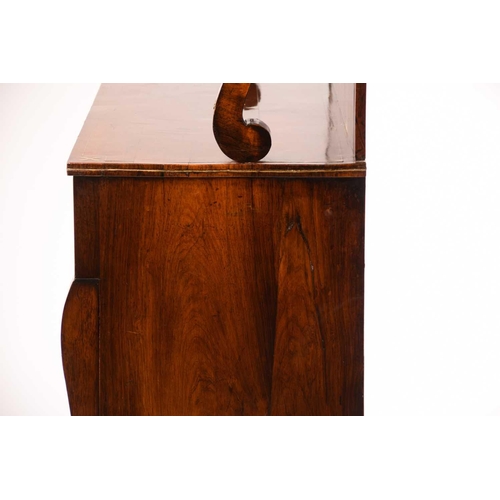 304 - In the manner of John Maclean & Sons, a regency figured rosewood secretaire chiffonier with upstand ... 