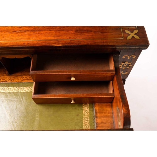 304 - In the manner of John Maclean & Sons, a regency figured rosewood secretaire chiffonier with upstand ... 