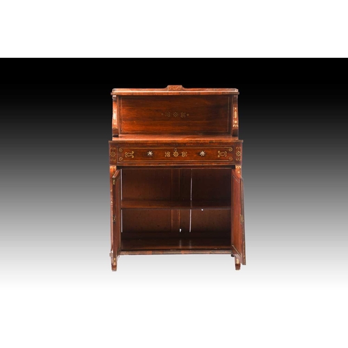 304 - In the manner of John Maclean & Sons, a regency figured rosewood secretaire chiffonier with upstand ... 