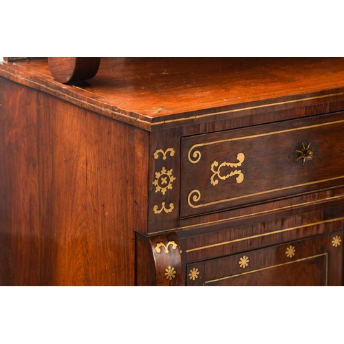 304 - In the manner of John Maclean & Sons, a regency figured rosewood secretaire chiffonier with upstand ... 