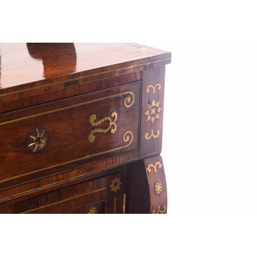 304 - In the manner of John Maclean & Sons, a regency figured rosewood secretaire chiffonier with upstand ... 